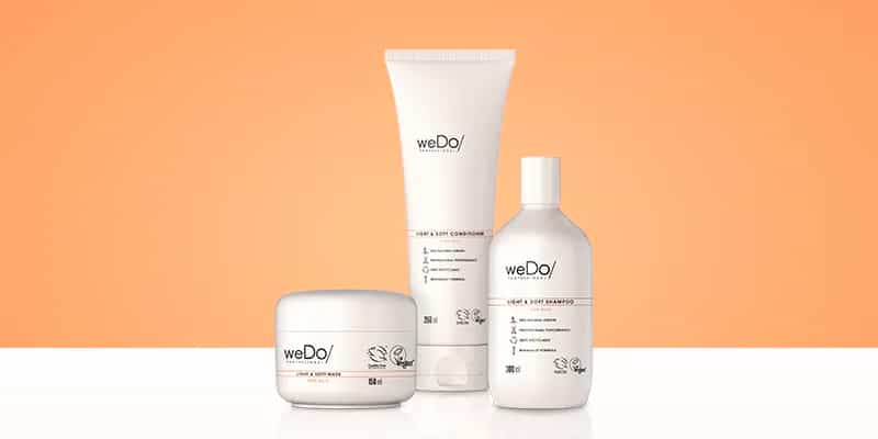 weDo Light & Soft care line Professional’s range of recyclable, vegan hair products